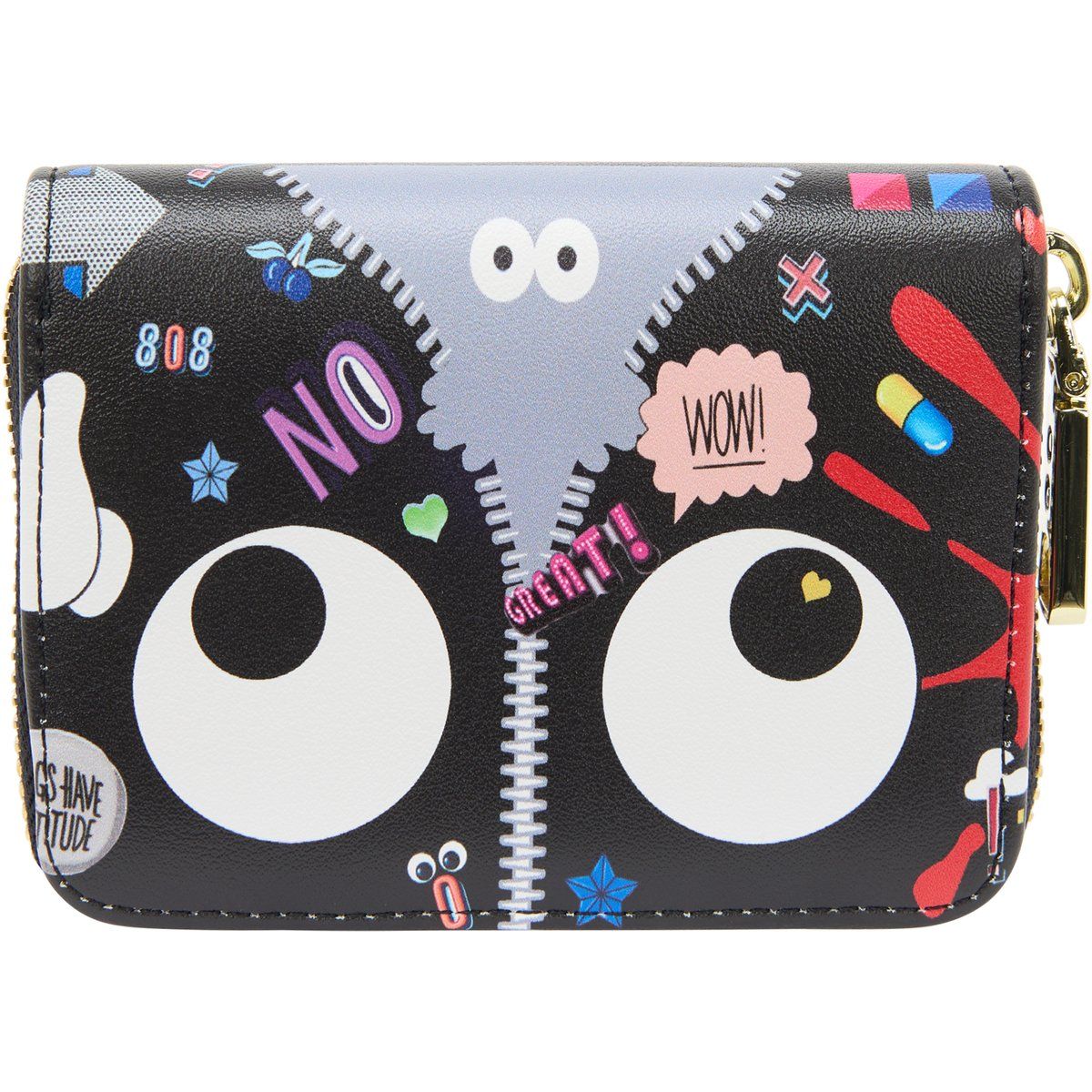 Verspielte Zip-Around Clutch mit Grafik-Print