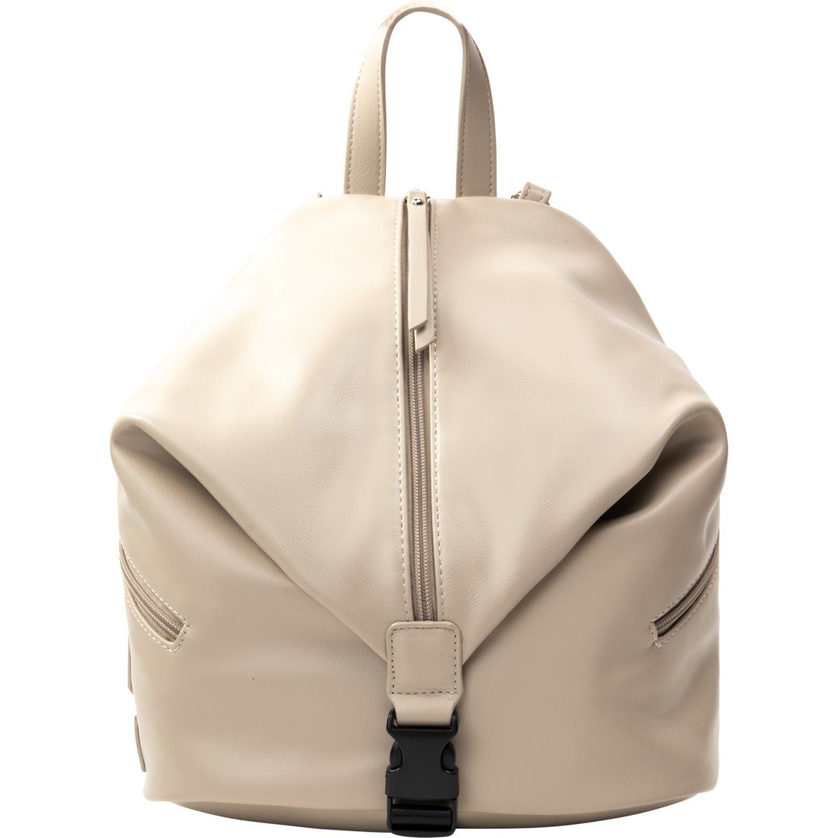 Minimalistischer Kunstleder-Rucksack mit Zentralreißverschluss