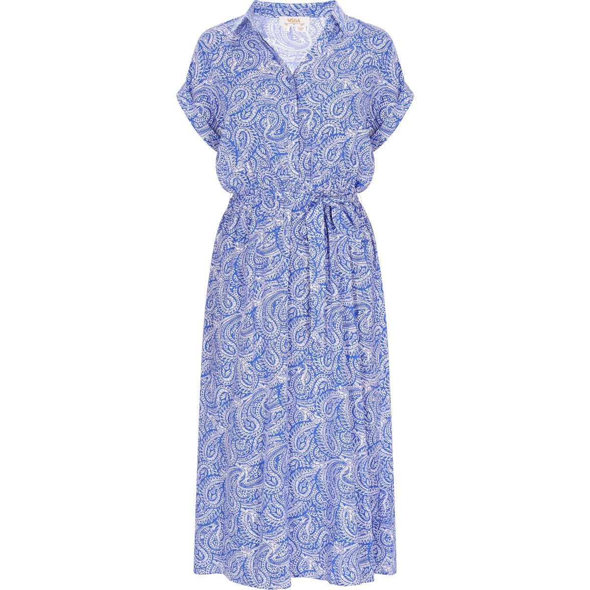 Gürtel-Midikleid mit Paisley-Muster