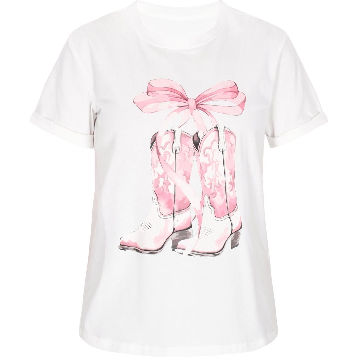 Western Grafik-T-Shirt mit Schleife