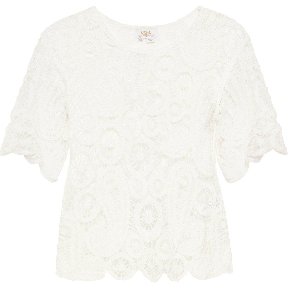 Filigrane Häkelspitzen-Bluse mit Blumenmuster