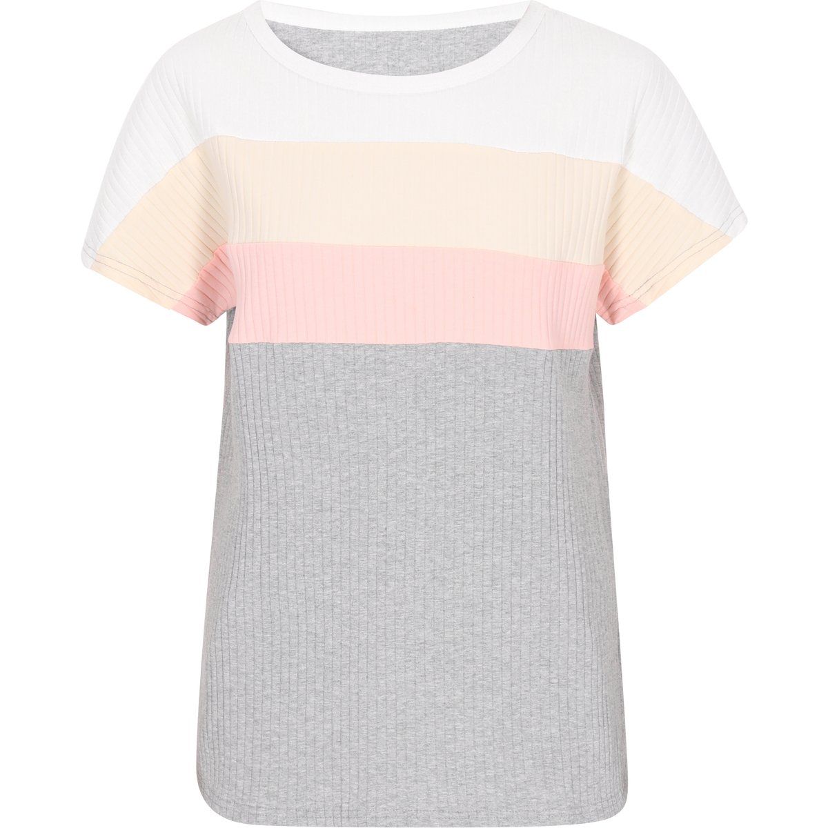Geripptes T-Shirt im Color-Block-Design