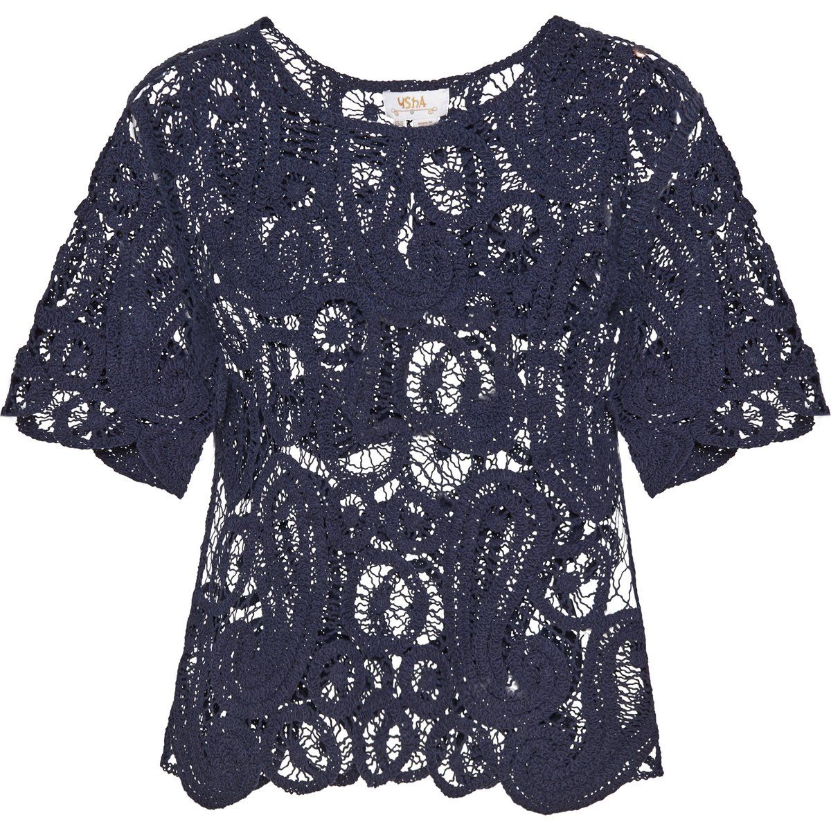 Aufwendige Häkelspitze-Bluse mit Paisleymuster