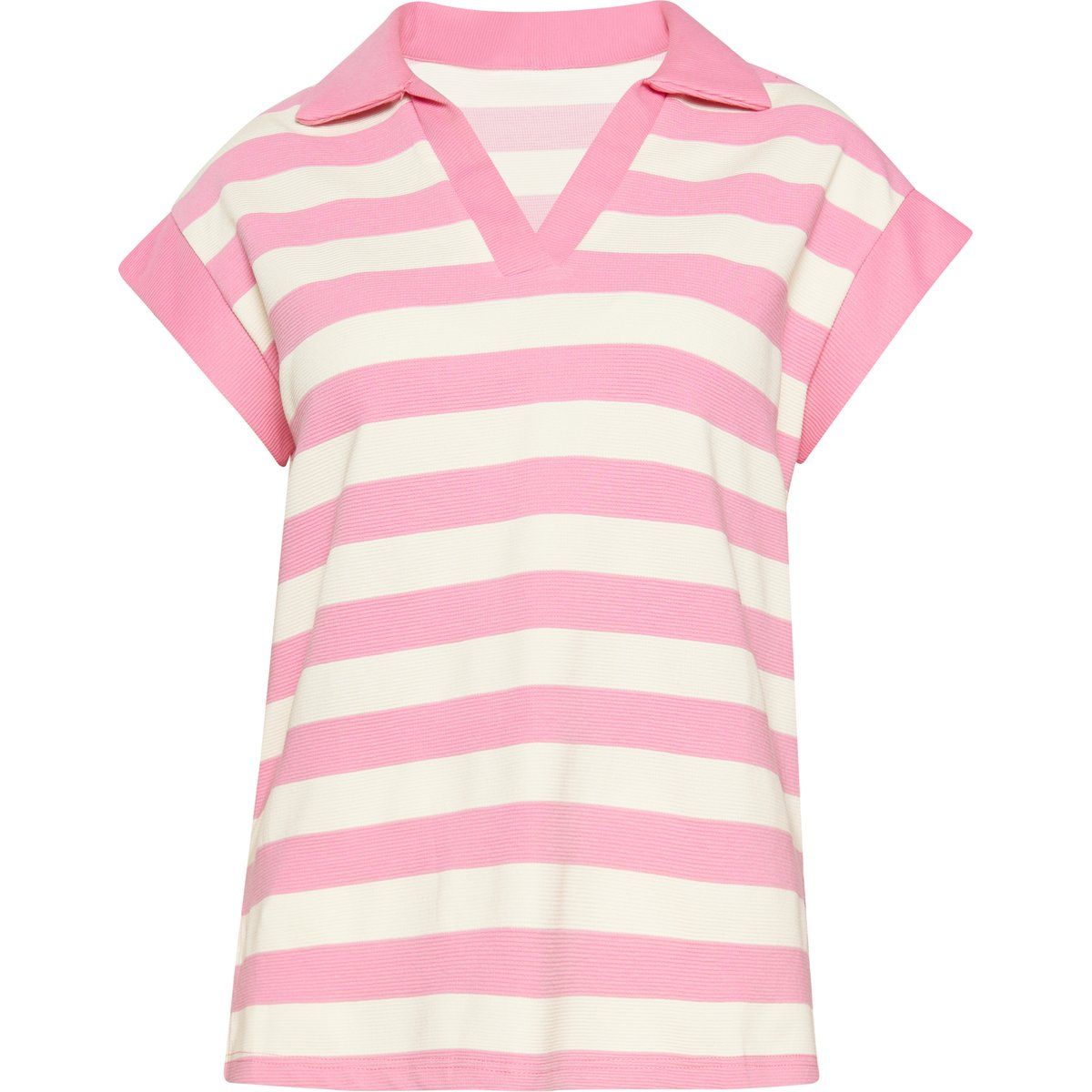Gestreiftes Stricktop im Polostil