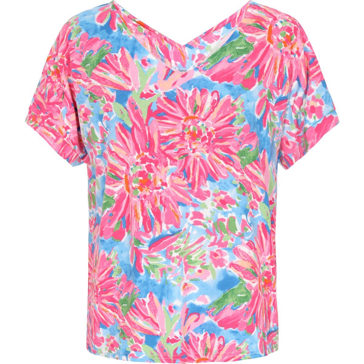 V-Ausschnitt T-Shirt mit Blumenmuster