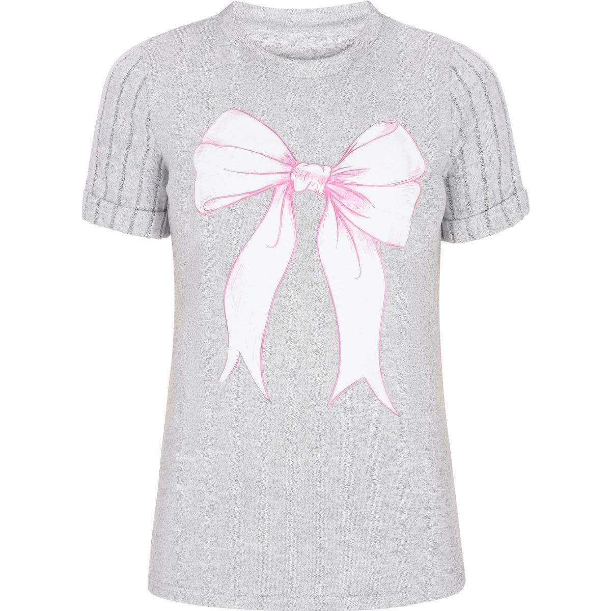 Strick-T-Shirt mit rosa Schleifenmotiv