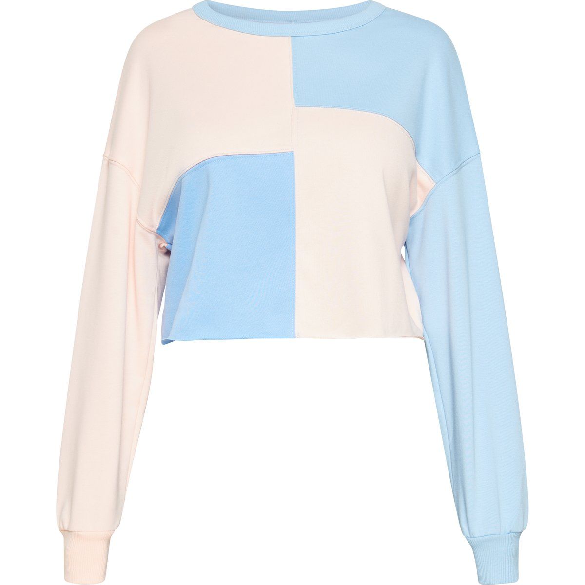 Cropped-Sweatshirt im Pastel-Colorblocking