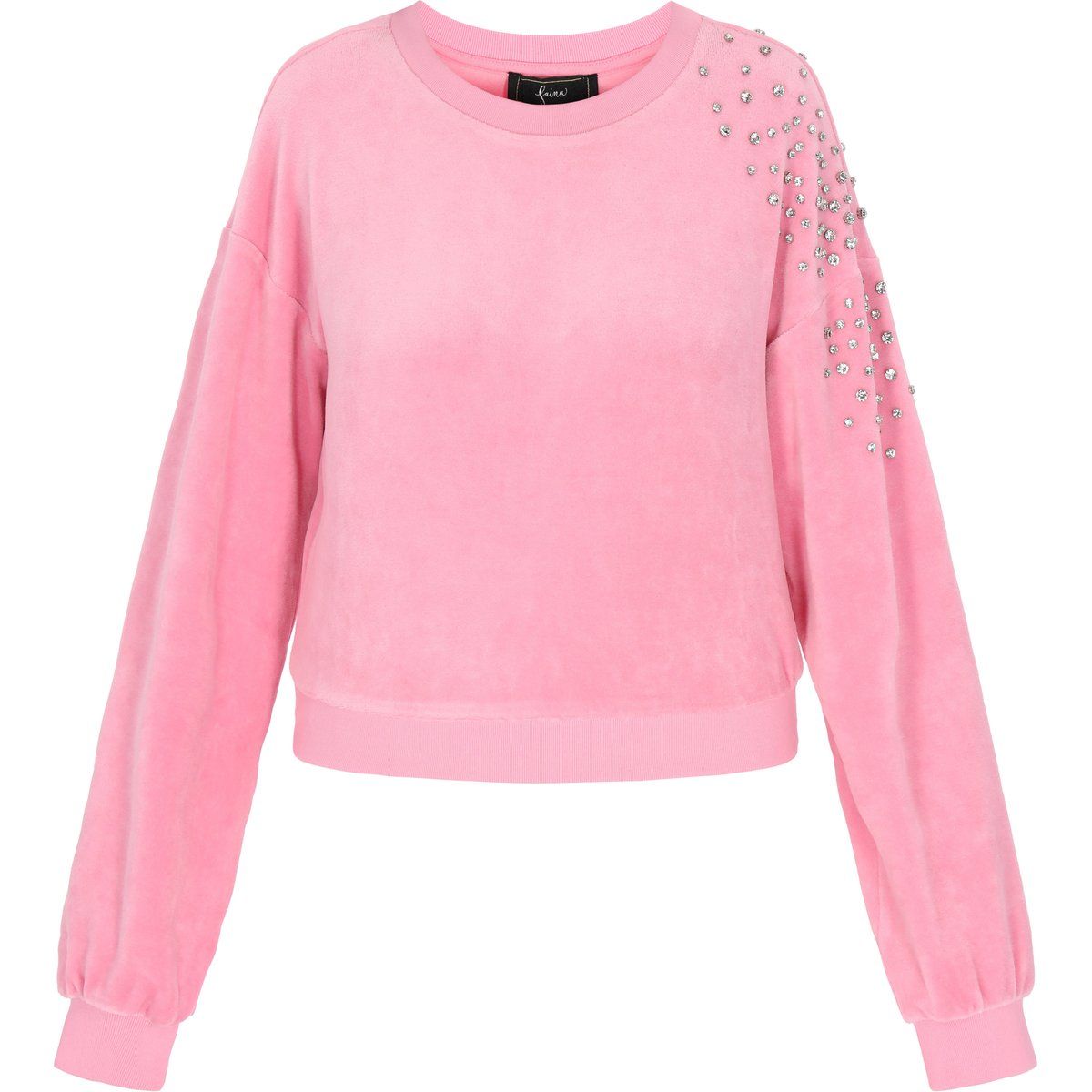 Verziertes Samt-Sweatshirt in Kurzform