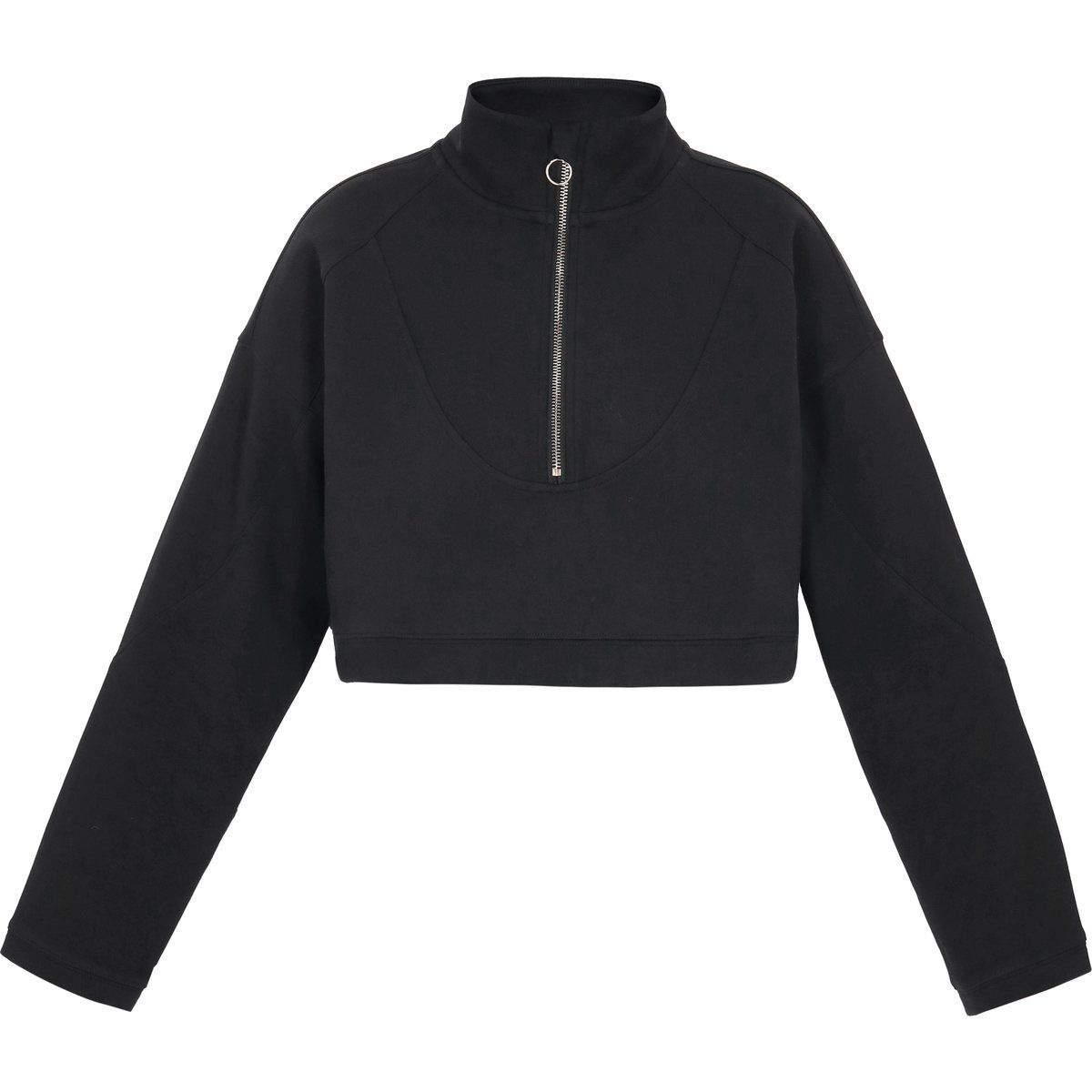 Kurzes Sweatshirt mit Stehkragen-Reißverschluss