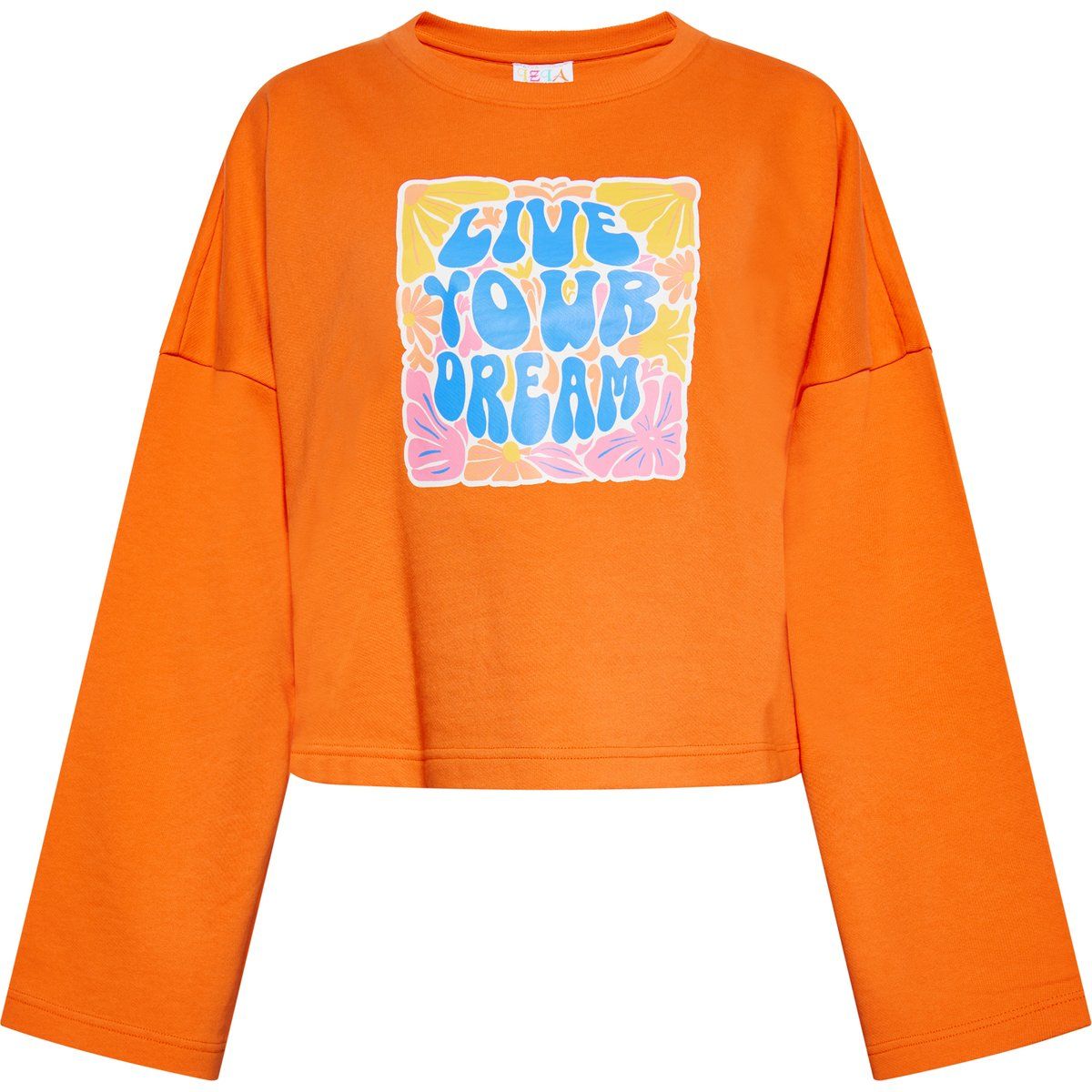 Kurzes Sweatshirt mit Glockenärmeln