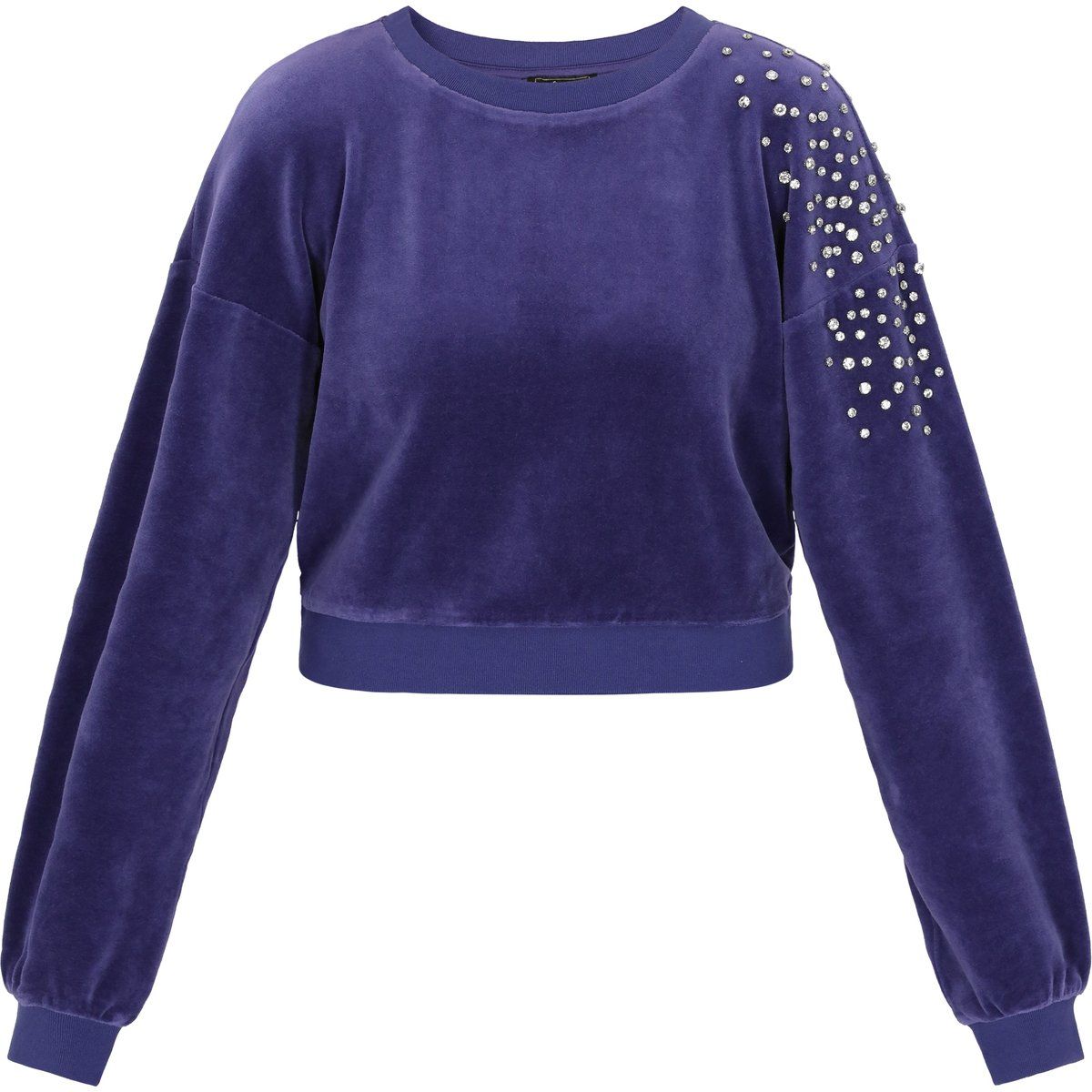 Verziertes Samt-Sweatshirt in Kurzform