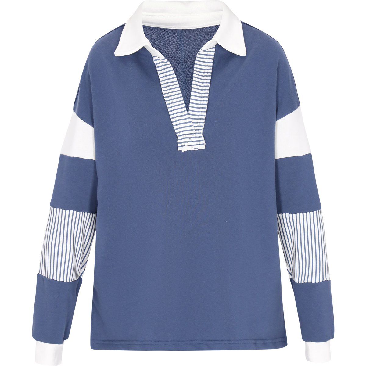 Rugby-Sweatshirt mit gestreiften Einsätzen