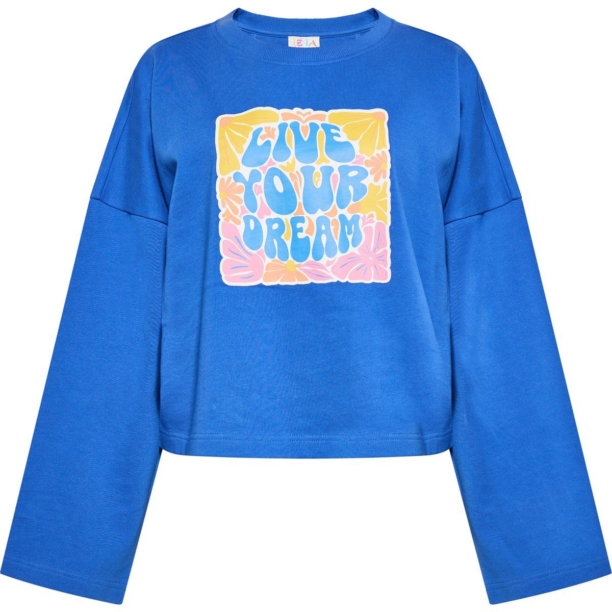 Kurzes Grafik-Sweatshirt mit Glockenärmeln