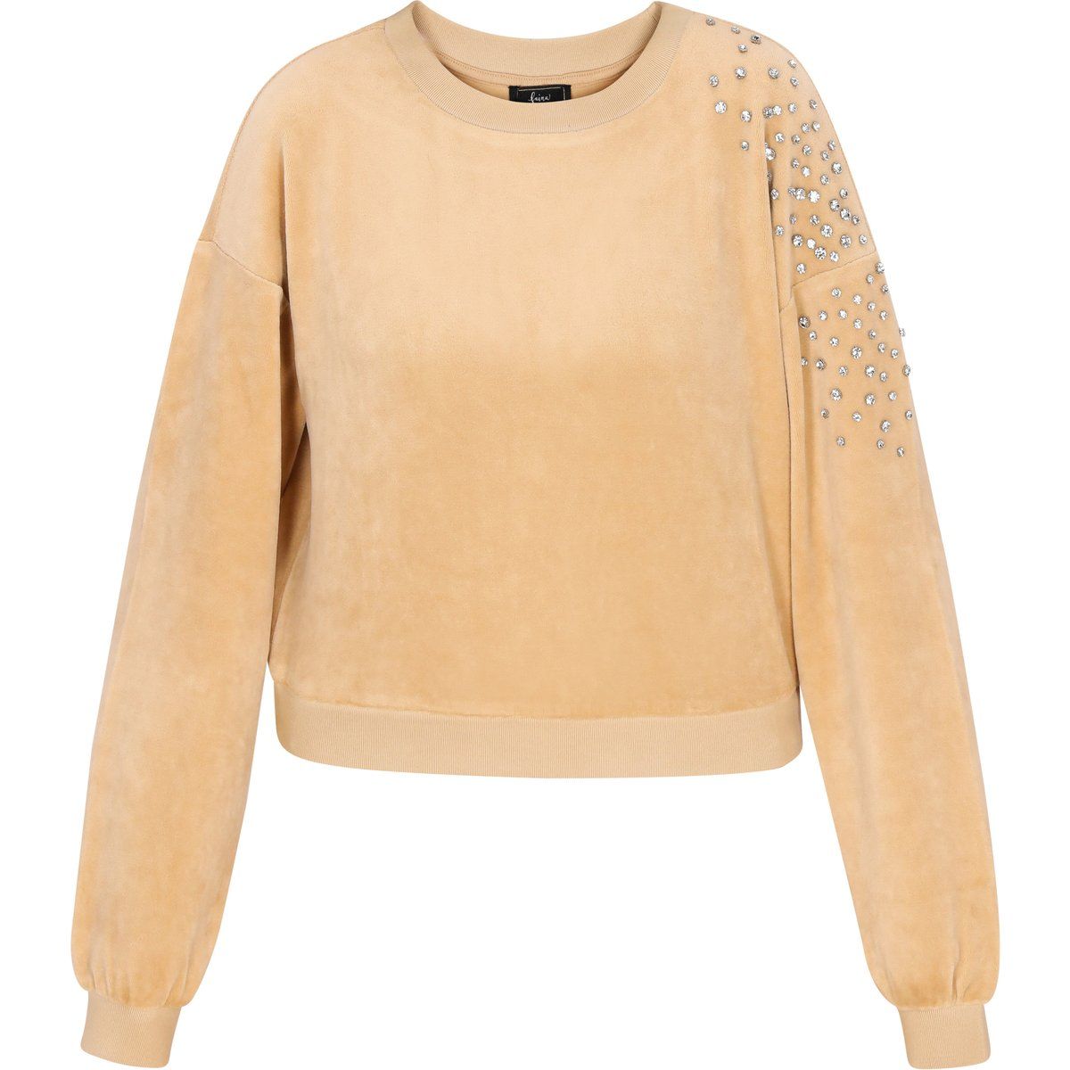 Verziertes Velours-Sweatshirt mit Kristallen