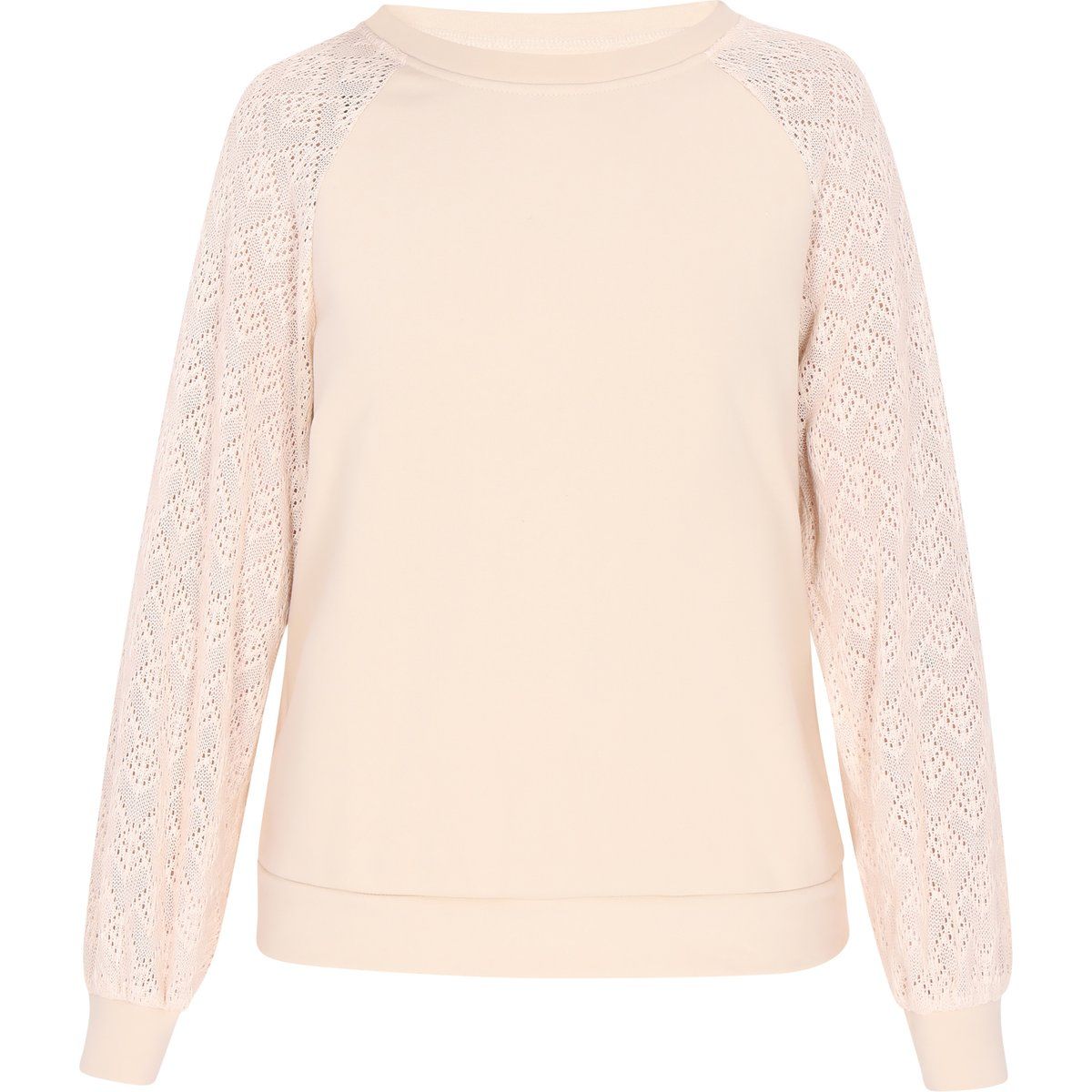 Sweatshirt mit Ärmeln in Spitzenoptik