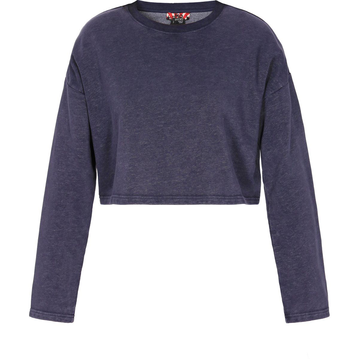Kurzes Rundhals-Sweatshirt mit überschnittenen Schultern