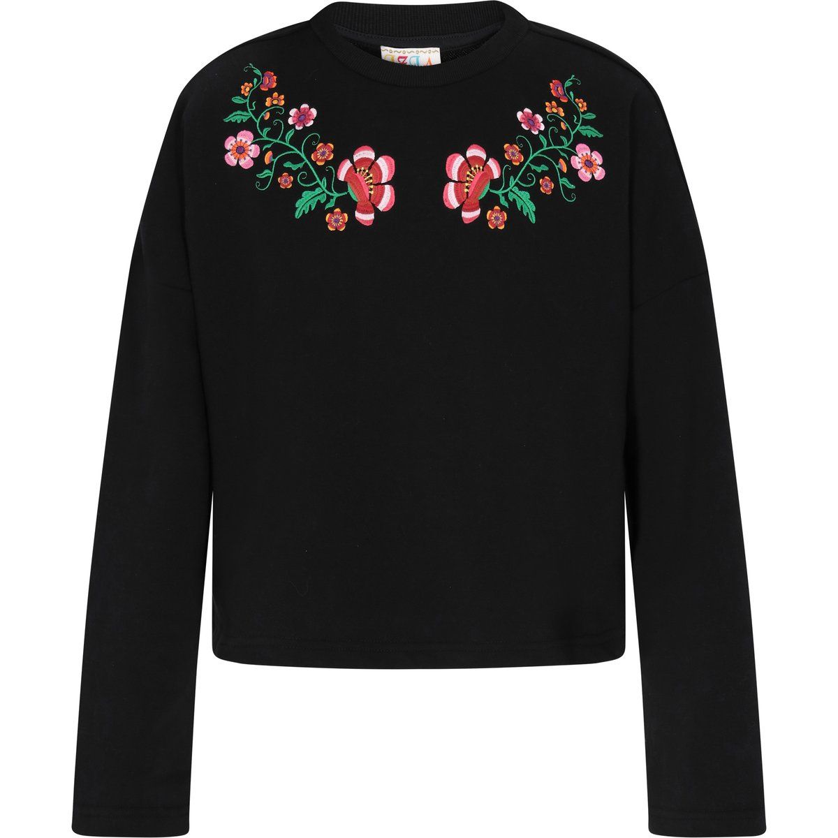 Boho-Sweatshirt mit Blumenstickerei
