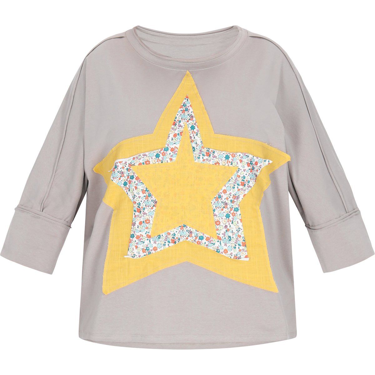 Sweatshirt mit Sternen-Patchwork und 7/8-Ärmeln