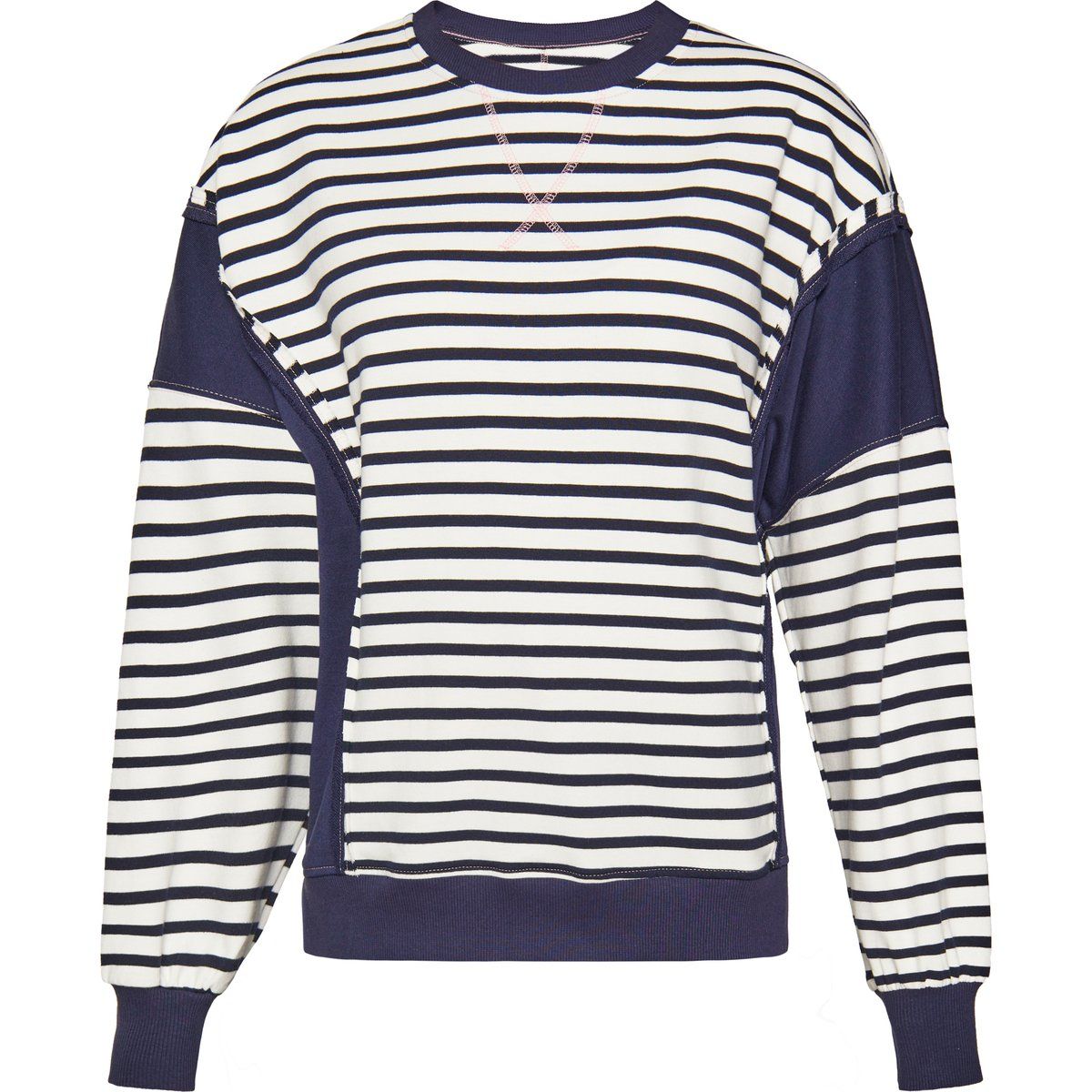 Gestreiftes Oversize-Sweatshirt mit Kontrasteinsätzen