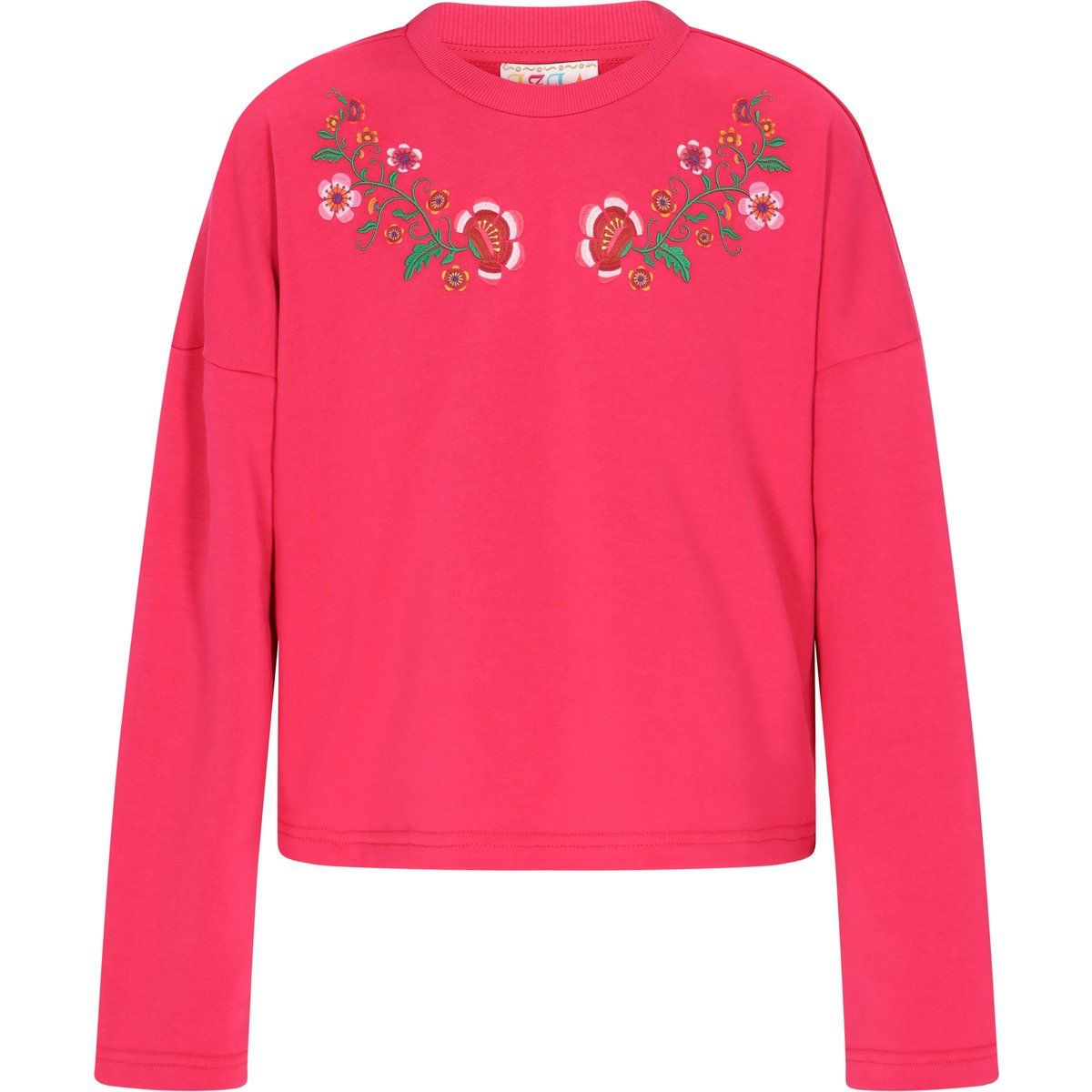 Locker geschnittenes Sweatshirt mit Blumenstickerei
