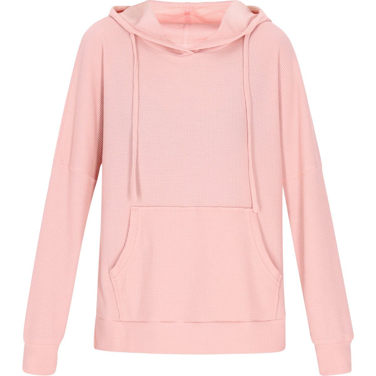 Waffelstrick-Hoodie mit Kängurutasche