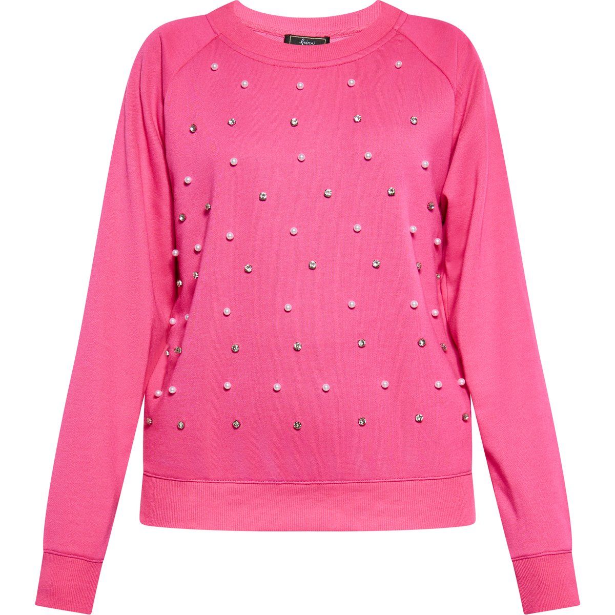 Perlenbesetztes Sweatshirt mit Rundhalsausschnitt