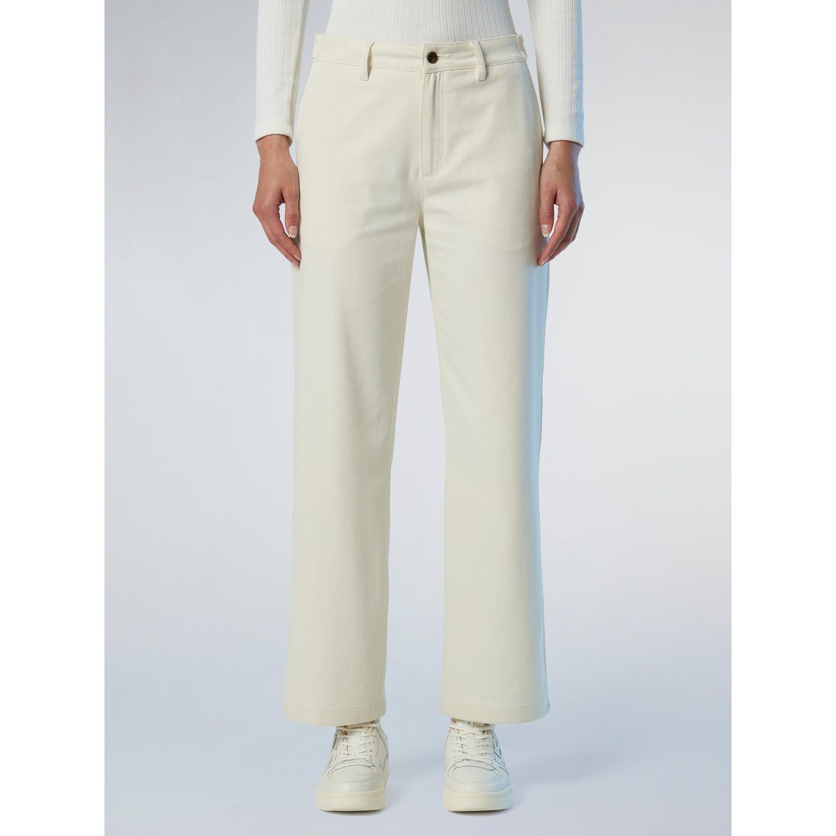 Minimalistische Twill-Hose mit weitem Bein