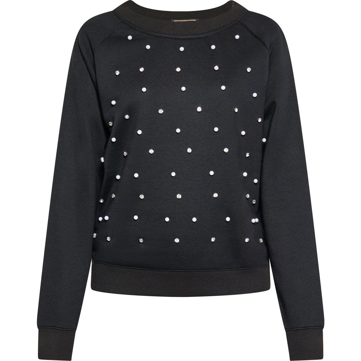 Verziertes Rundhals-Sweatshirt mit Perlen