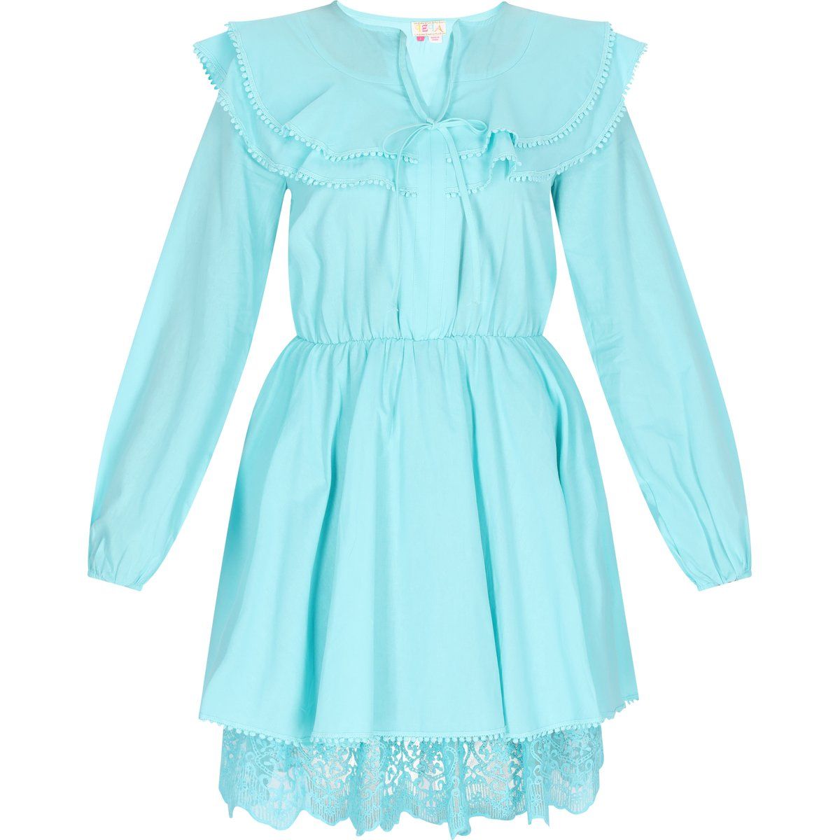 Rüschen-Minikleid mit Spitzenbesatz