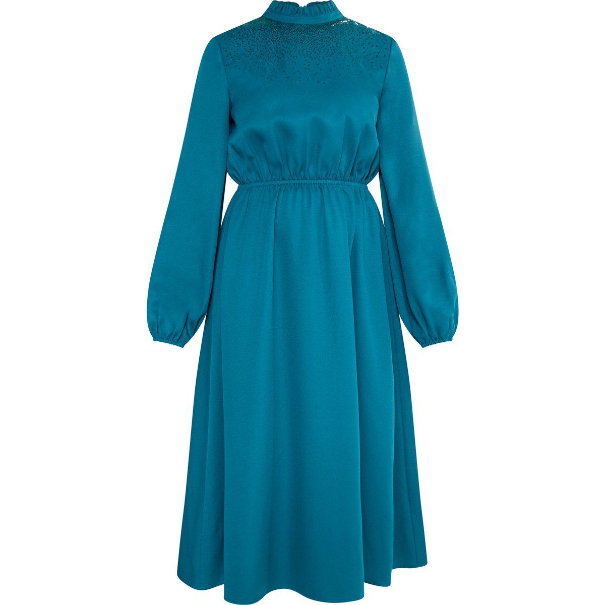 Midikleid mit Pailletten und Rüschenkragen