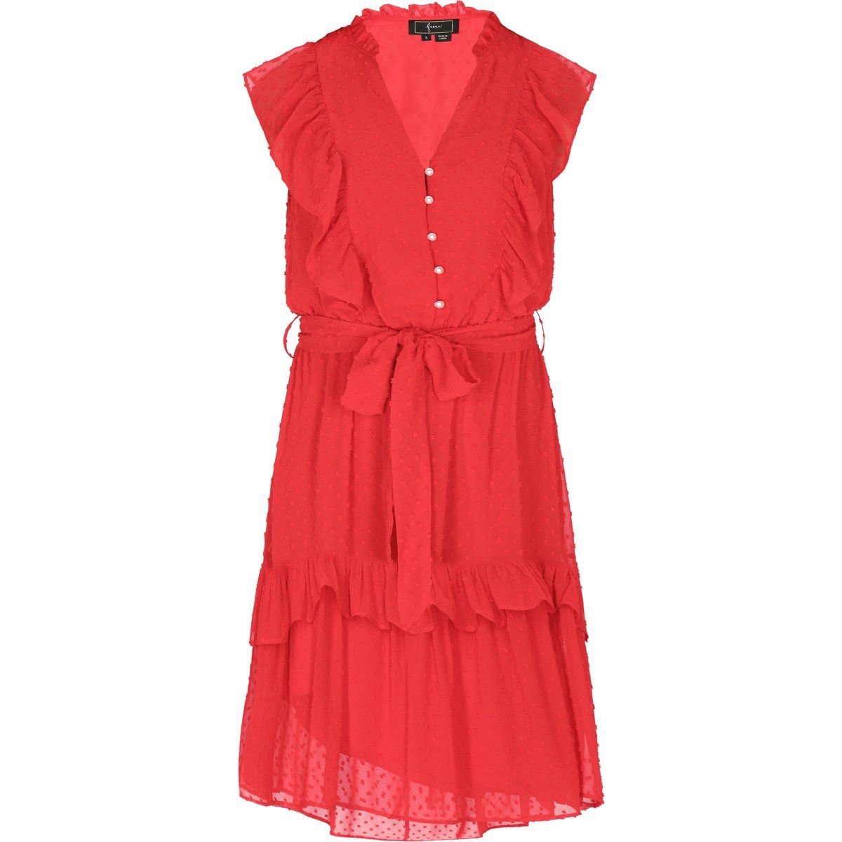 Texturiertes Midi-Kleid mit Rüschen