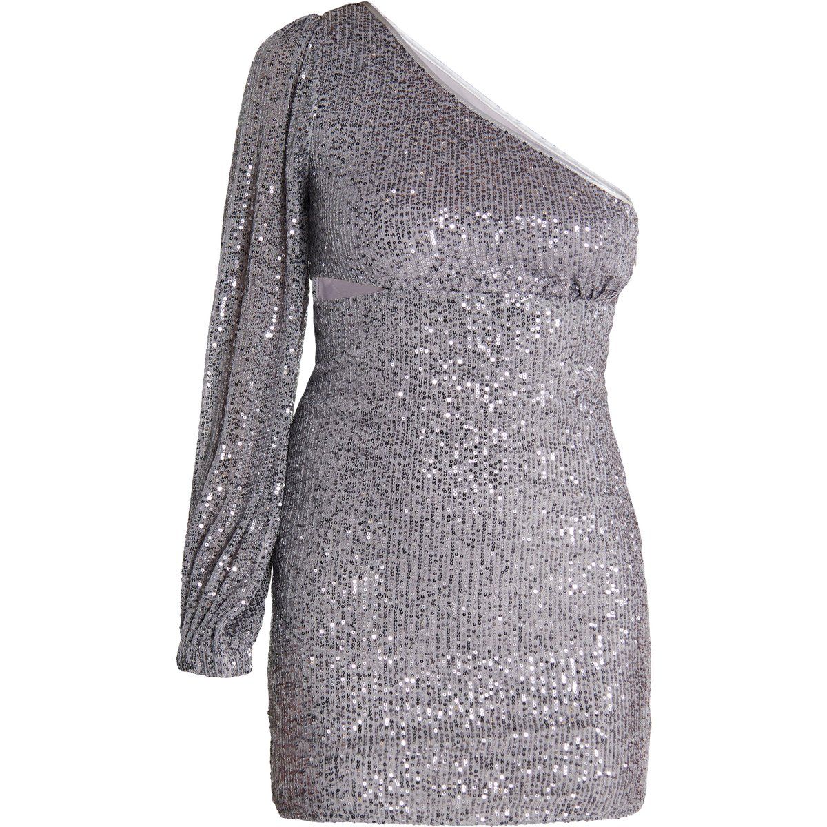 Einarmiges Pailletten-Minikleid