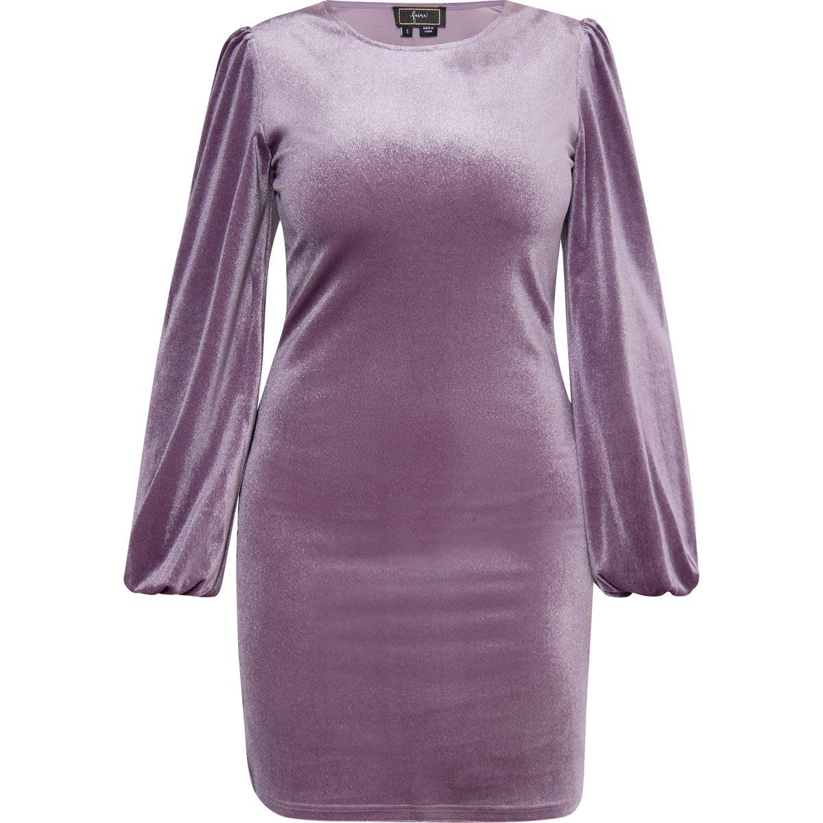 Glitzerndes Samt-Minikleid mit Puffärmeln