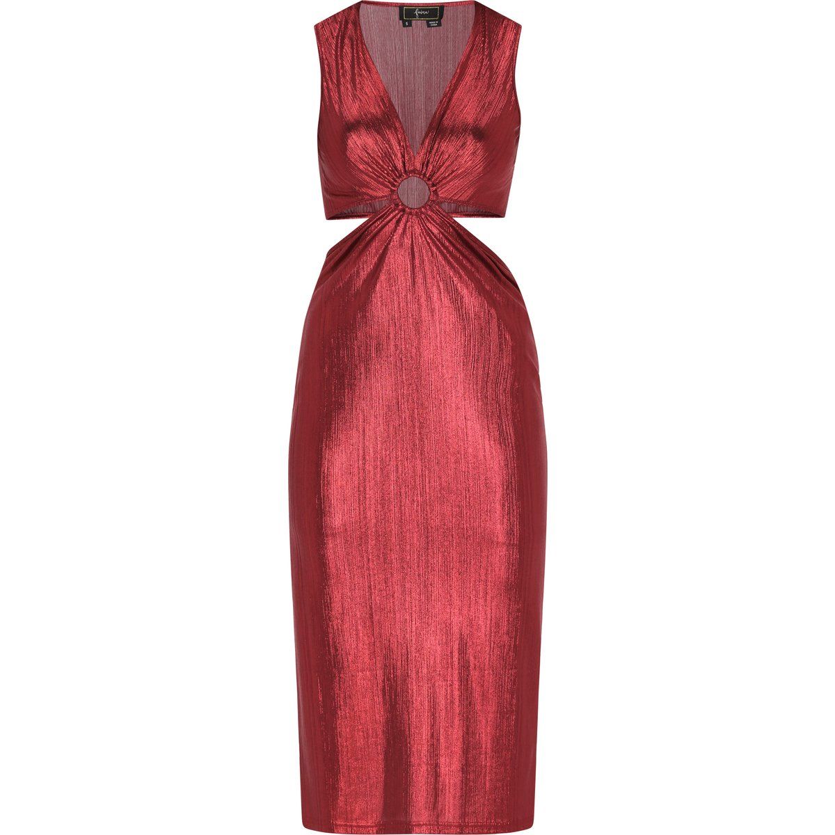 Elegantes Metallic-Midikleid mit Cut-Outs