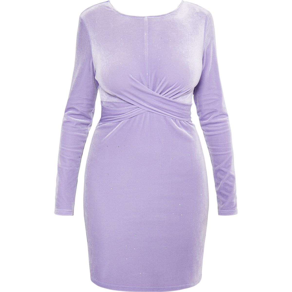 Glitzerndes Samt-Minikleid mit Drapierung