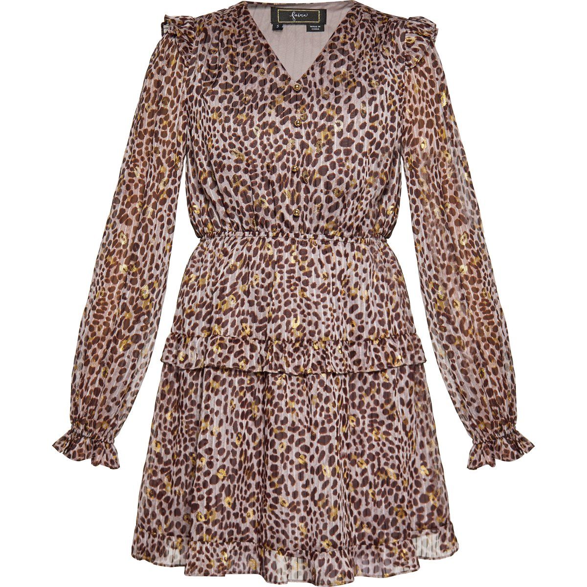 Gestuftes Minikleid mit Leopardenmuster