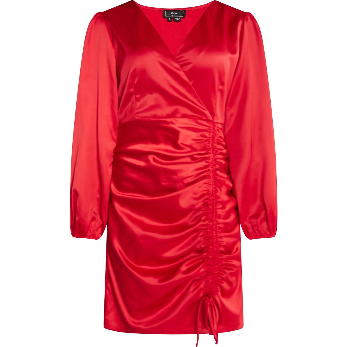Gerafftes Satin-Minikleid in Wickeloptik
