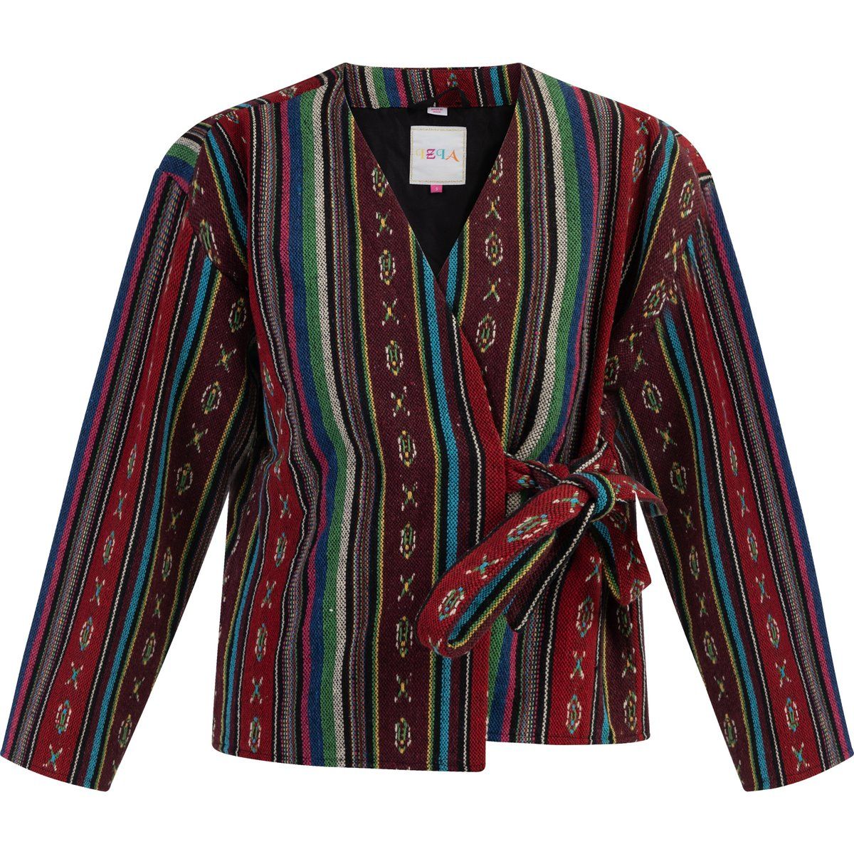 Gewebte Wickeljacke mit Ethno-Muster