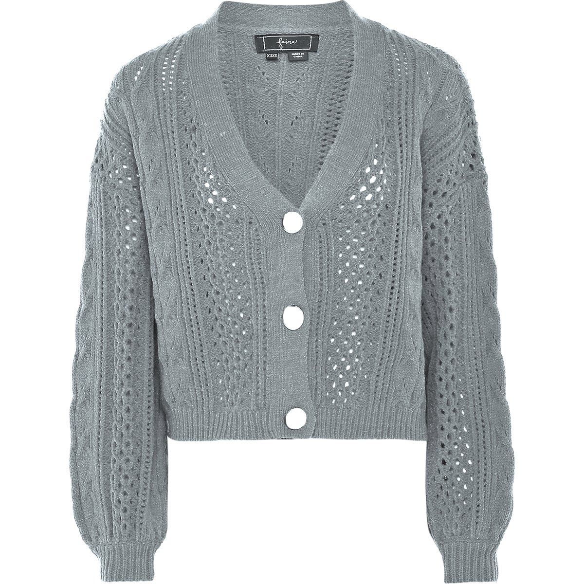 Cardigan mit Loch- und Zopfstrick