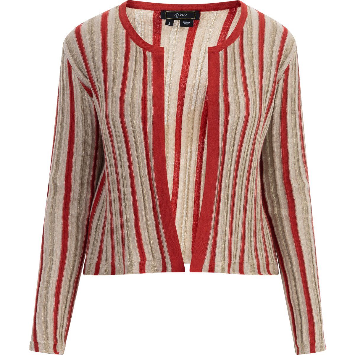 Rippstrick-Cardigan mit Metallic-Streifen