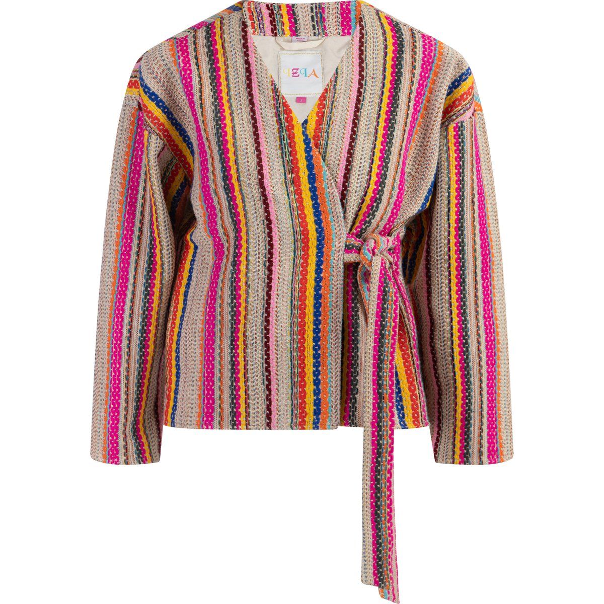 Gestreifte Wickeljacke im Ethno-Stil