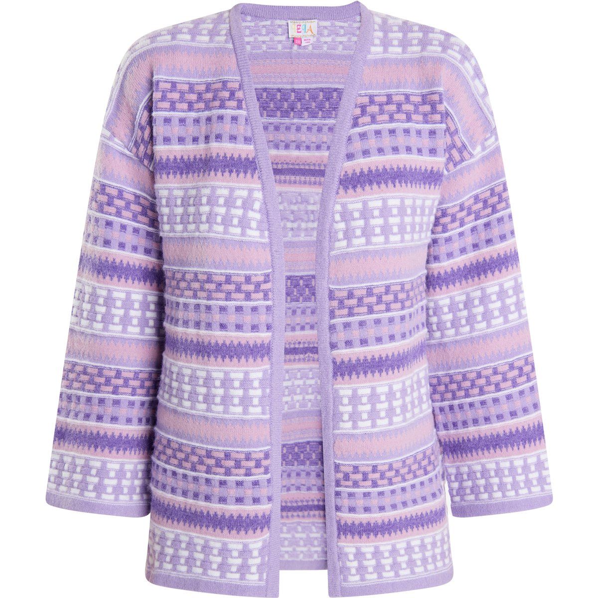 Offener Cardigan mit geometrischem Muster