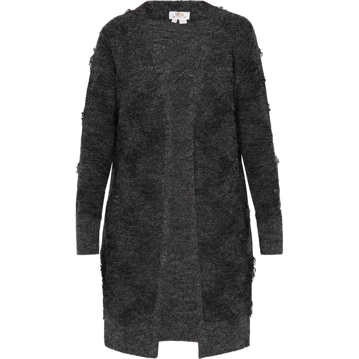 Strukturierte lange Strickjacke ohne Verschluss