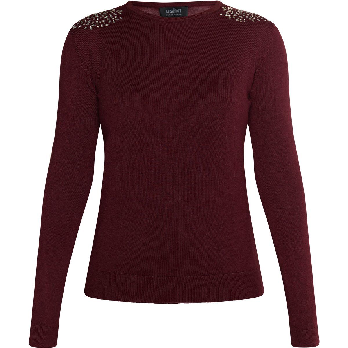 Feinstrickpullover mit Kristall-Verzierungen