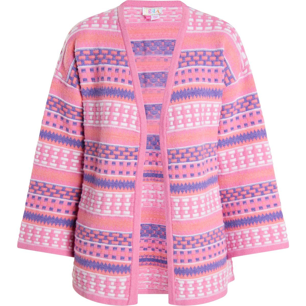 Offener Strickcardigan mit geometrischem Muster