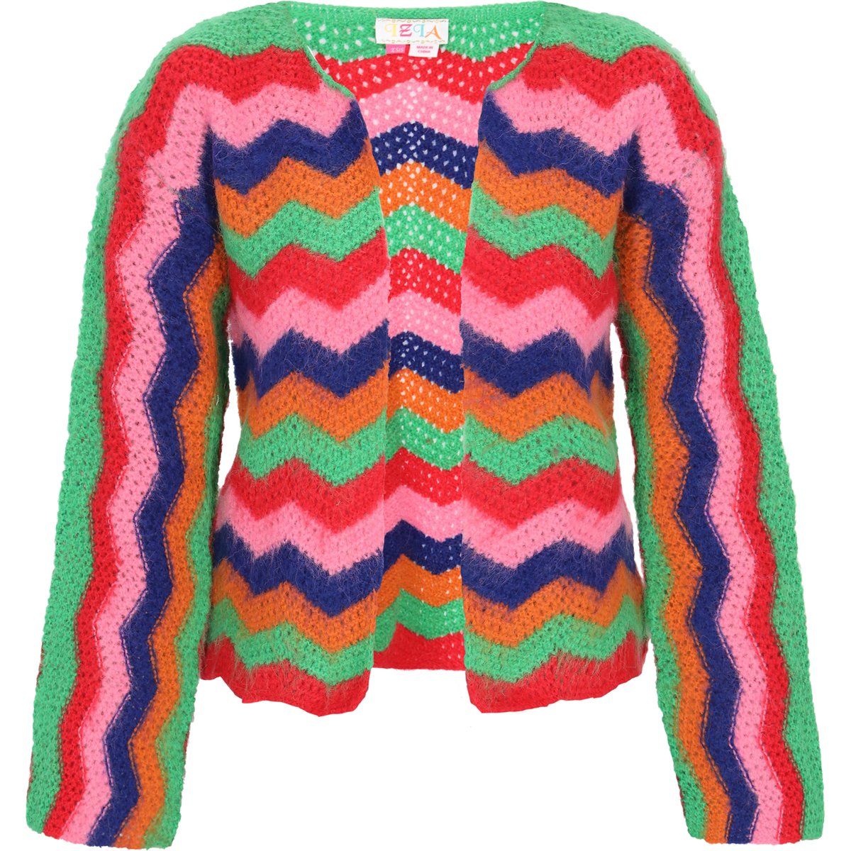 Boho Strickjacke mit Zickzack-Muster