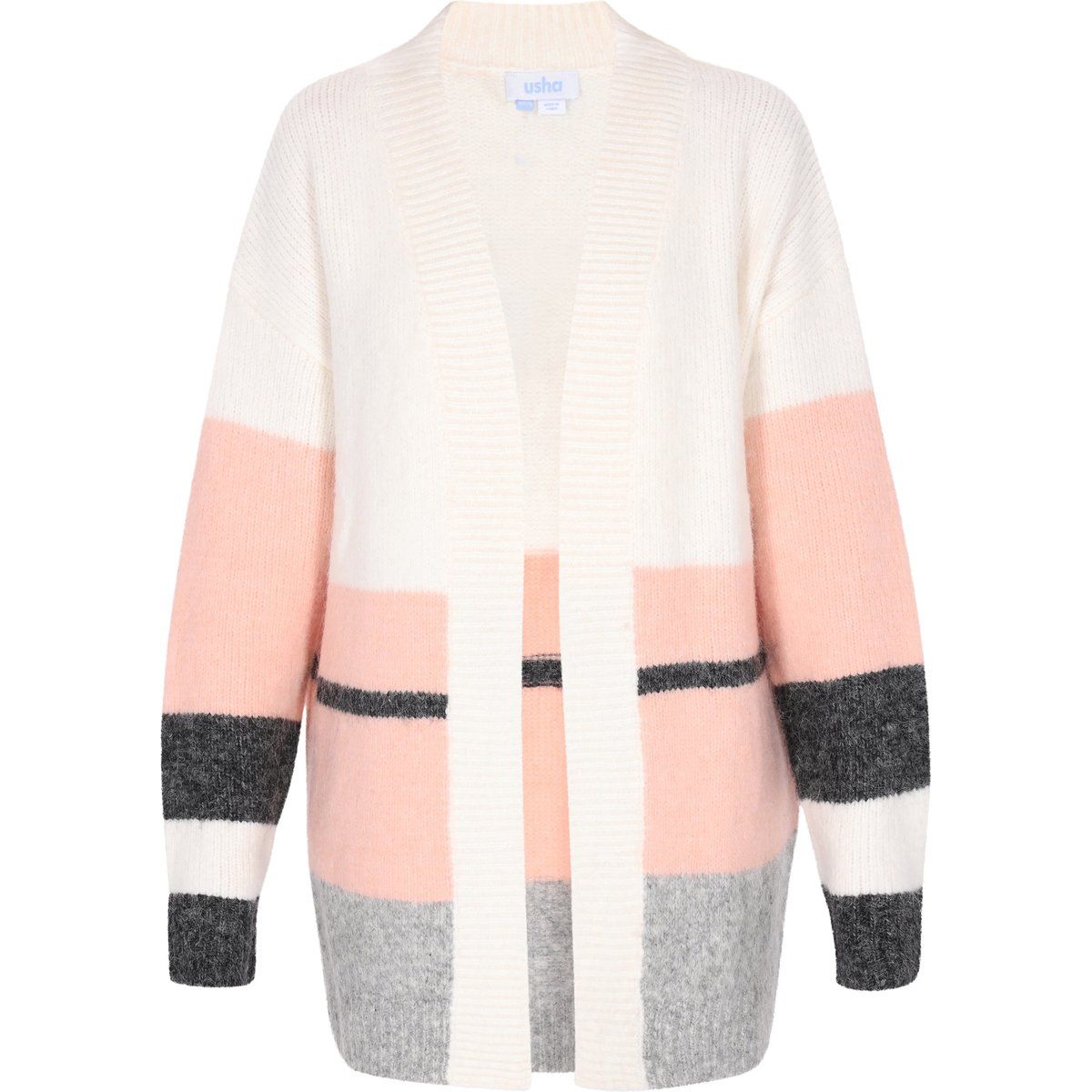 Gestreifte Strickjacke mit offener Vorderseite