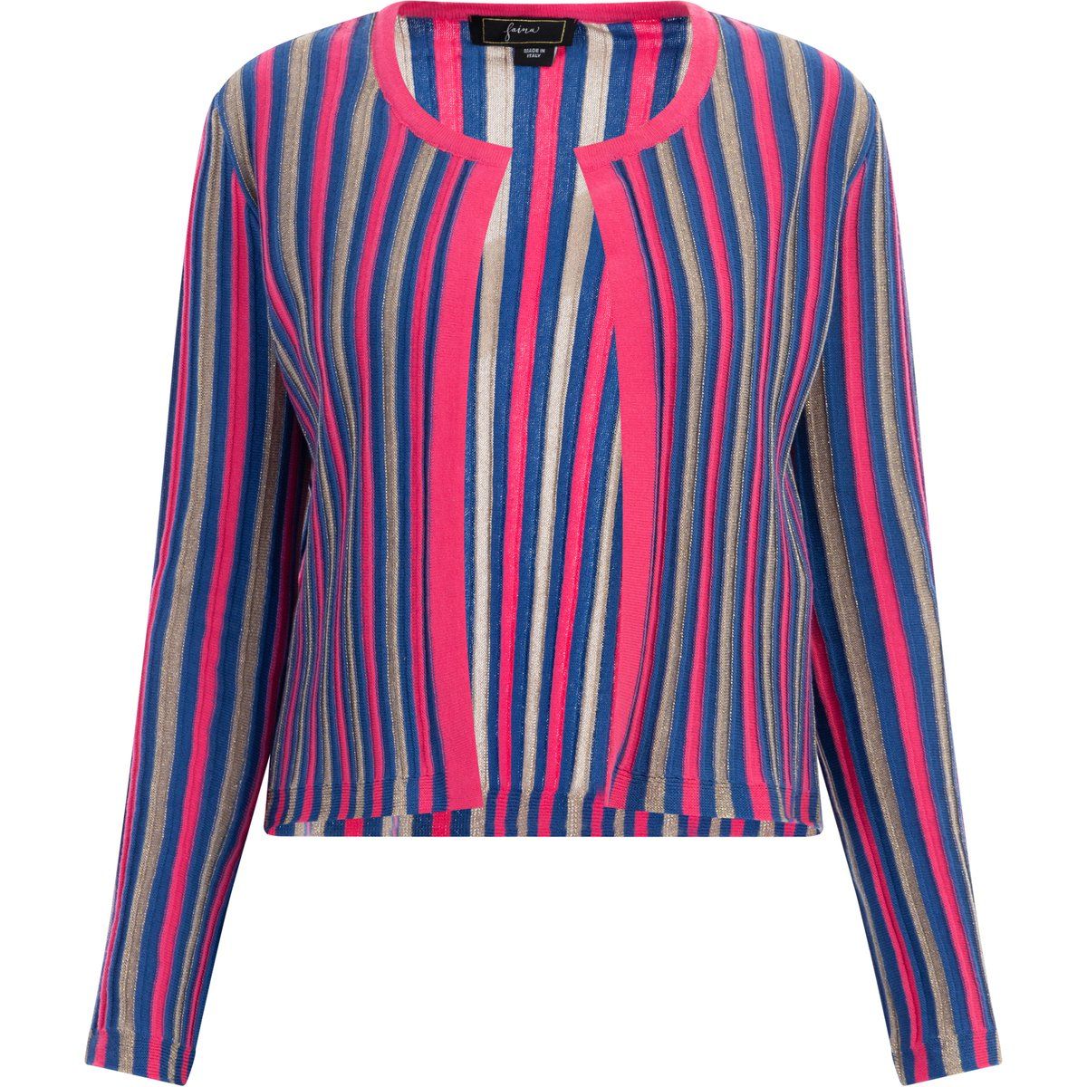 Gestreifter Rippstrick-Cardigan mit offener Front