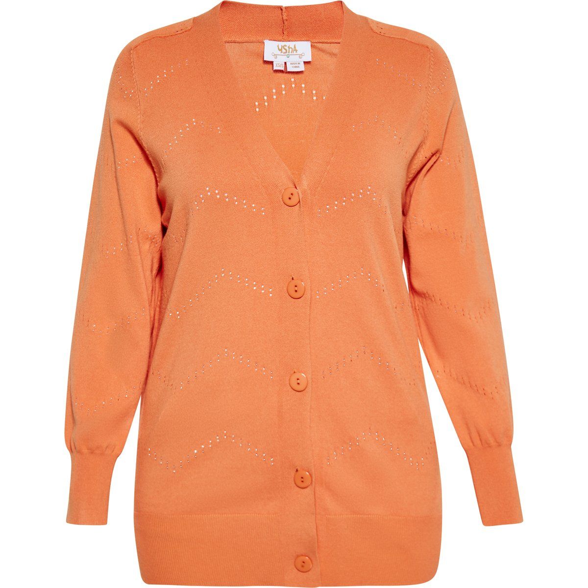 V-Ausschnitt Strickjacke mit Lochmuster