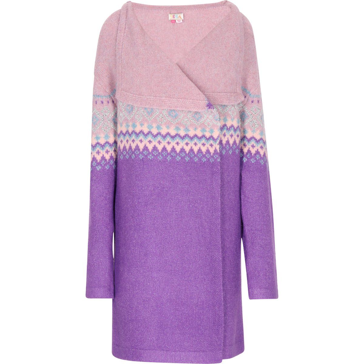 Lange Strickjacke mit geometrischem Muster